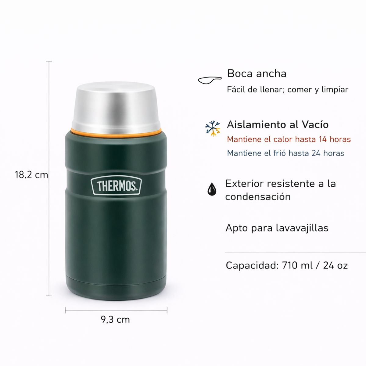 THERMOS - TERMO COMIDA ACERO INOX KING 710ML MATT GREEN