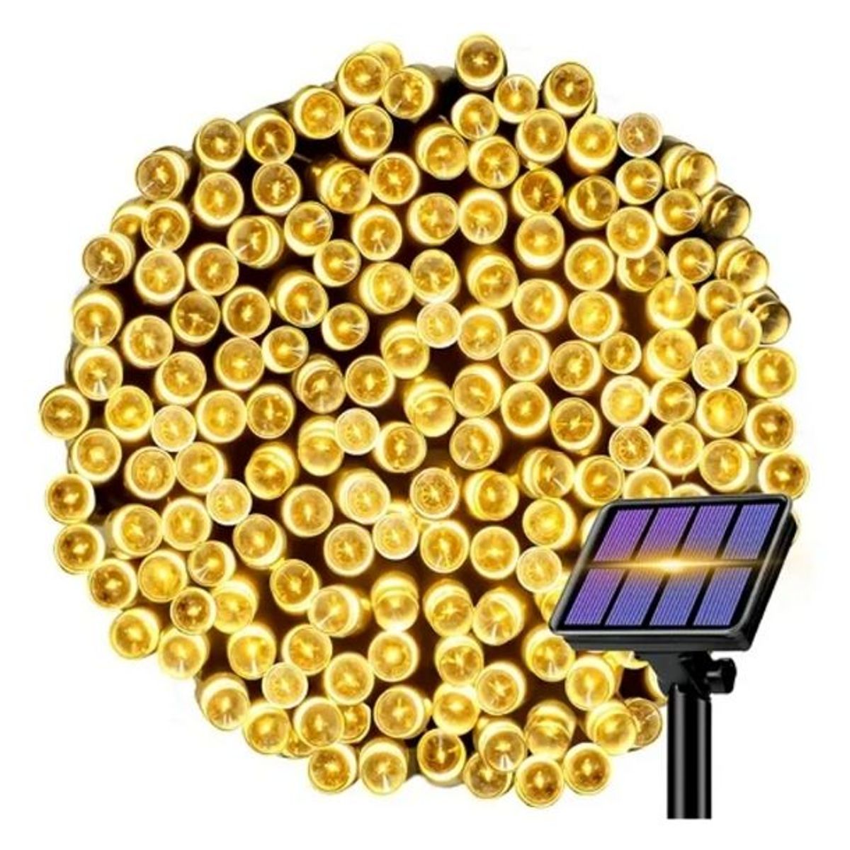 GENERICO - Luces Guirnalda Solar 20mts Luz Cálida 200 Led Decoración Exterior Interior Luces Fiestas Navidad