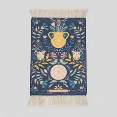 TODOHOGAR SANTIAGO DE CHILE - Alfombra Kilim tejida azul 60x90cm - diseño macetero