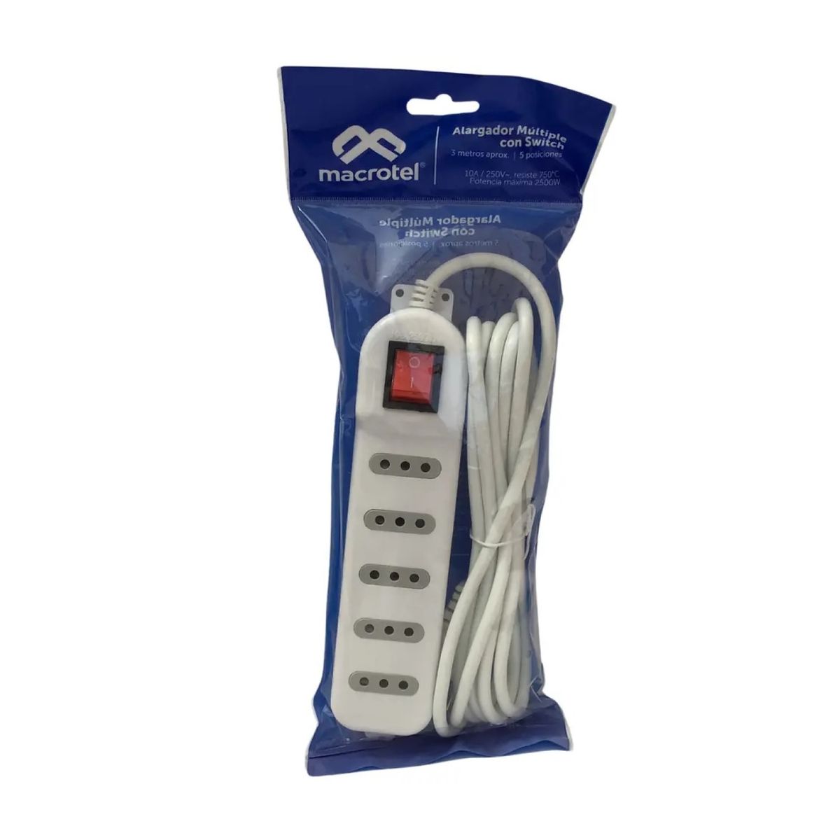 MACROTEL - Alargador con Protección 3mts 5 Pos ME-071W Macrotel