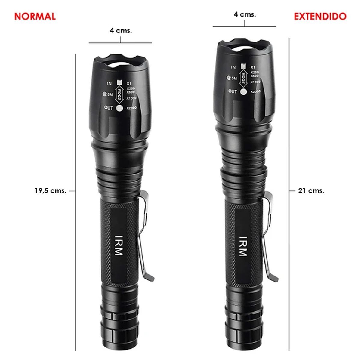 IRM - Linterna Led SWAT 18000 Lumens IP65 Con 2 Baterías Recargable Alto Brillo