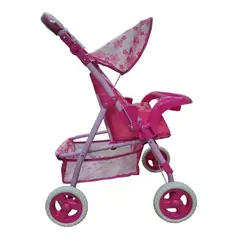 GENERICO - COCHE DE MUÑECA PLEGABLE GRANDE XL 80 CMS DOLL STROLLER FLORES