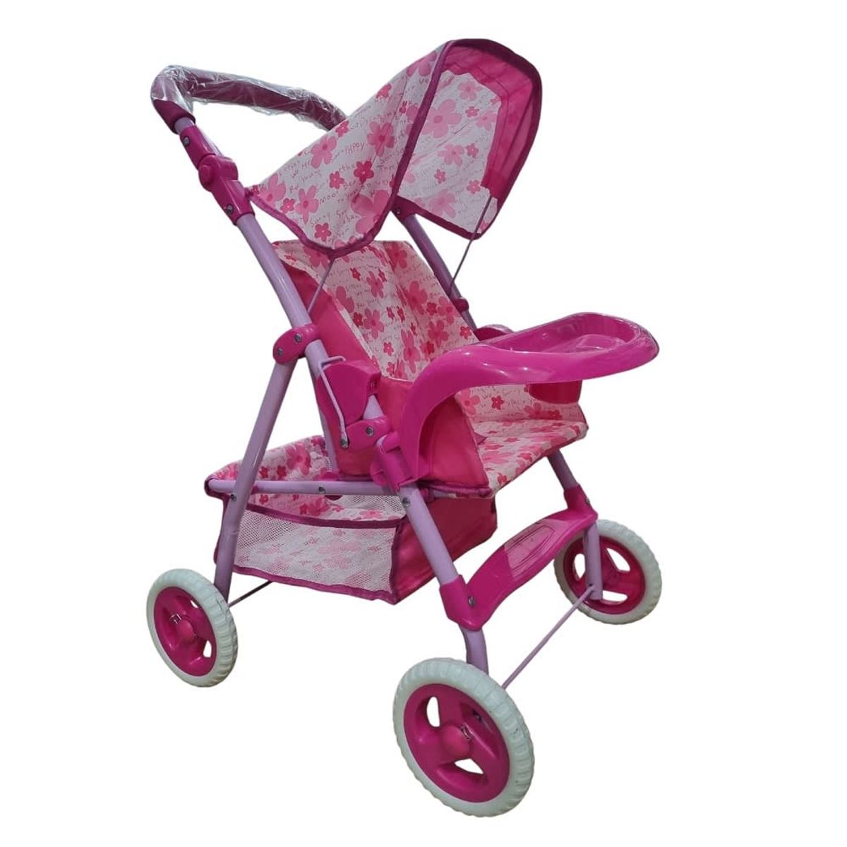 GENERICO - COCHE DE MUÑECA PLEGABLE GRANDE XL 80 CMS DOLL STROLLER FLORES