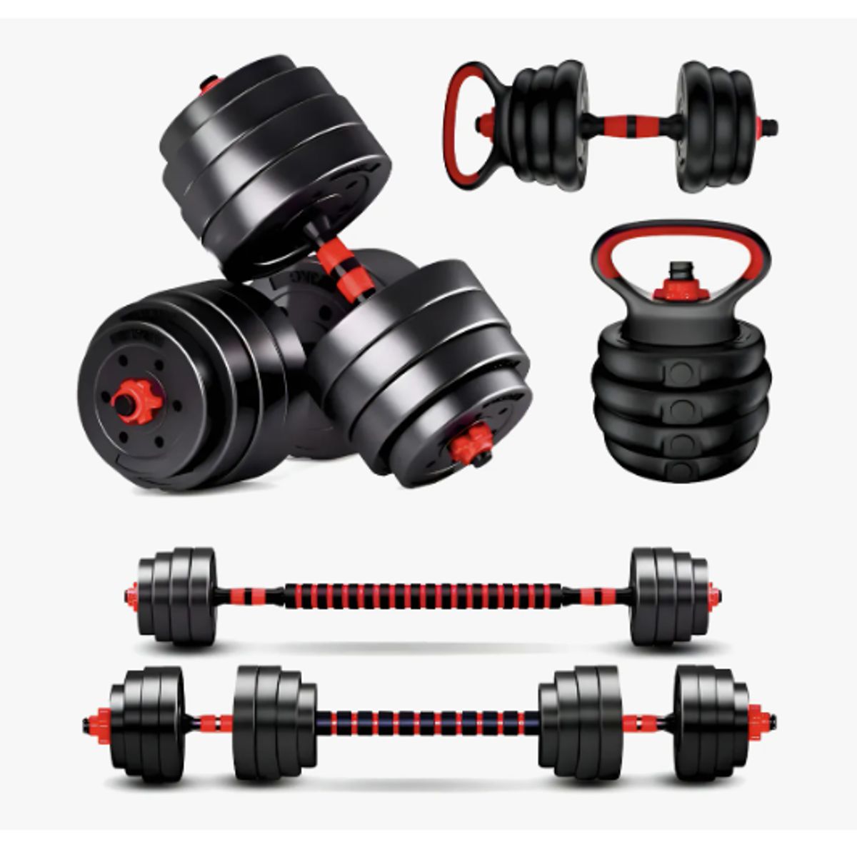 GENERICO - Set Mancuernas Barra Rusa Ajustables 20 Kg 4 En 1