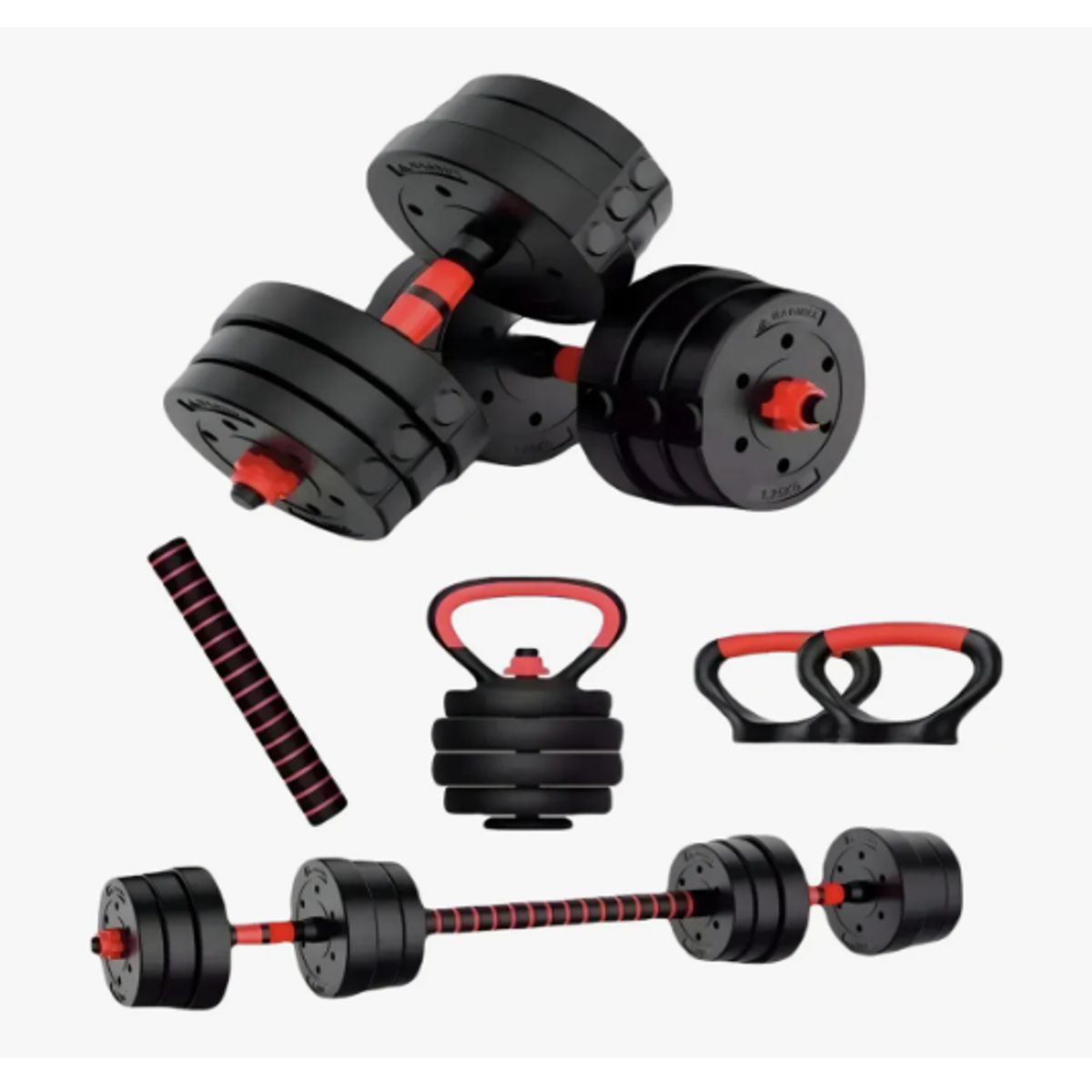 GENERICO - Set Mancuernas Barra Rusa Ajustables 20 Kg 4 En 1