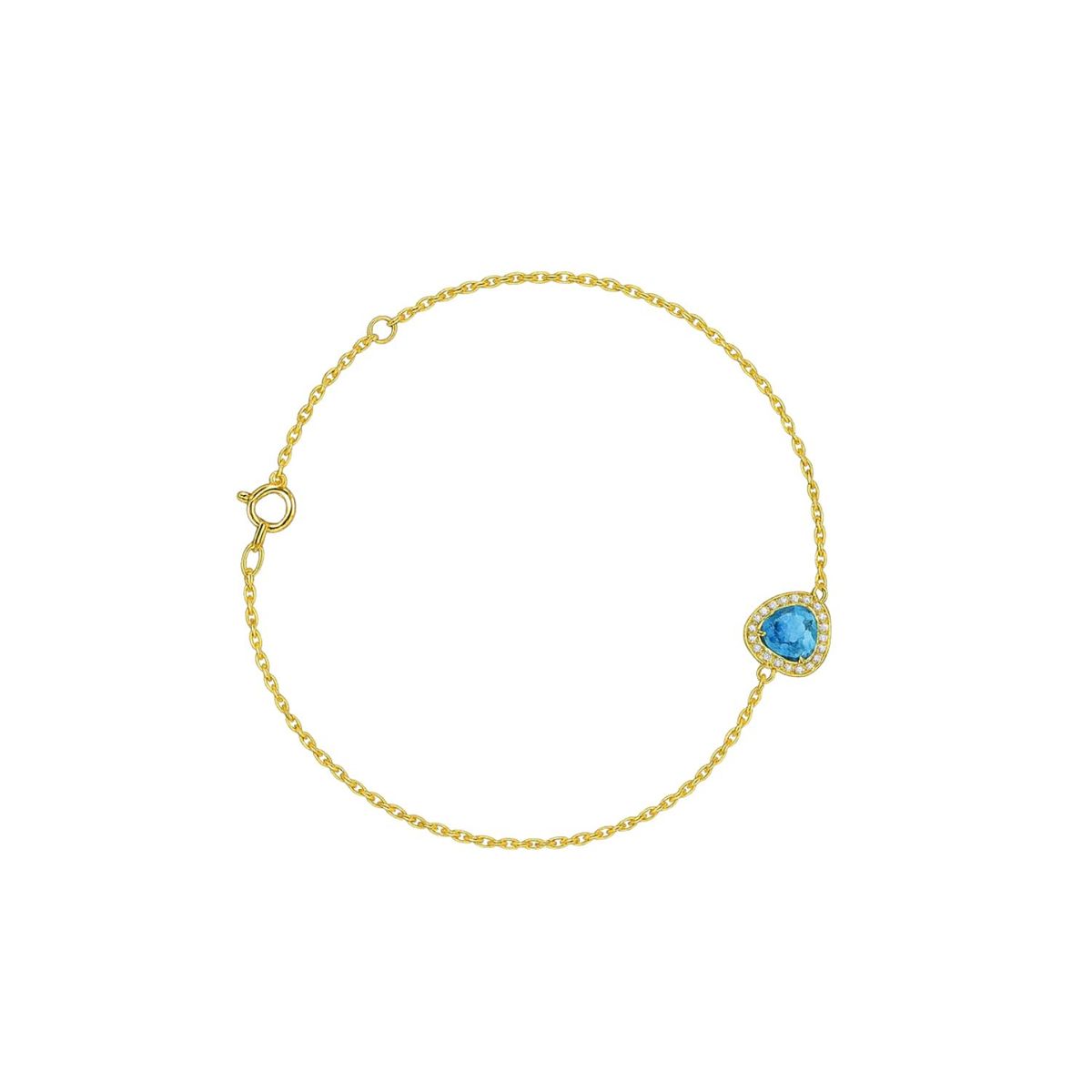 JB JOYAS BARON - Pulsera Oro Amarillo 18kt Corazón Aguamarina