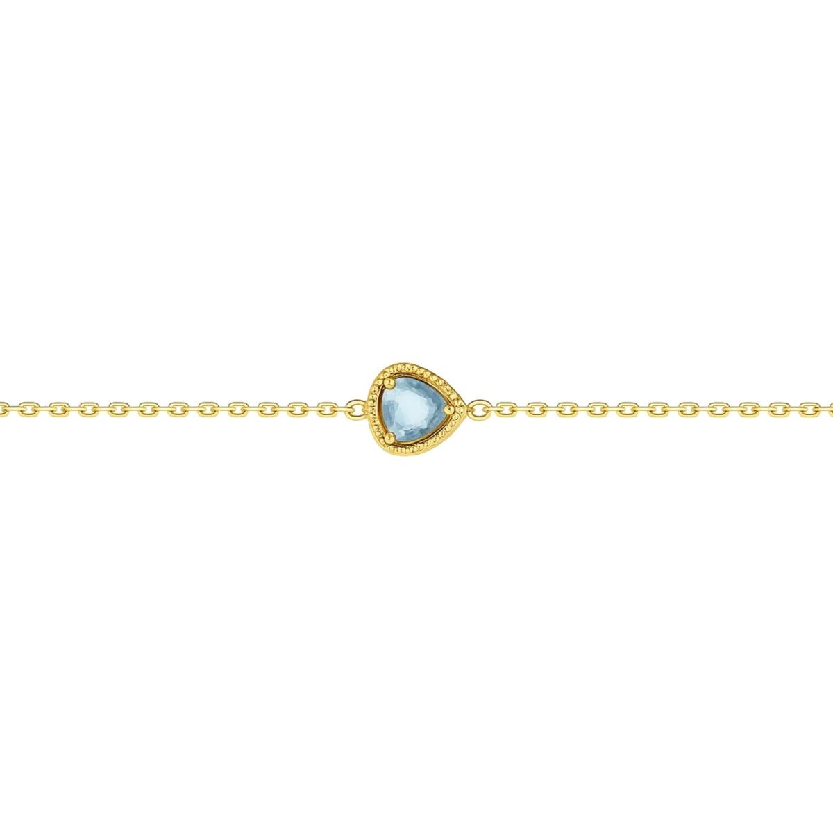 JB JOYAS BARON - Pulsera Oro Amarillo 18kt Corazón Aguamarina