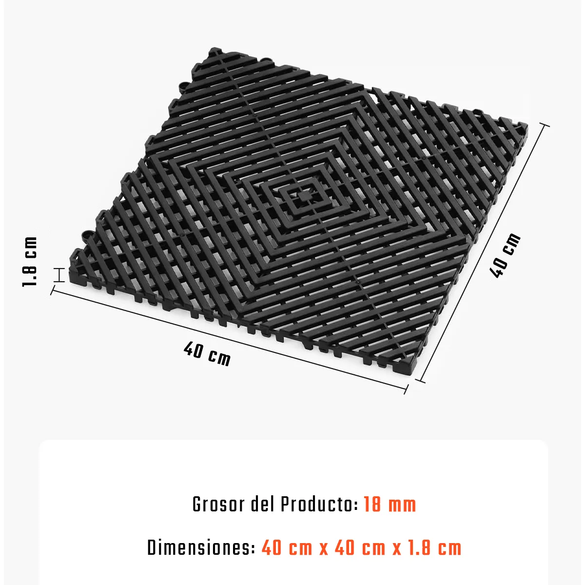 CELLBOX - Piso de Plástico Encajable Antideslizante y Drenante Negro - Garaje Patio o Terraza