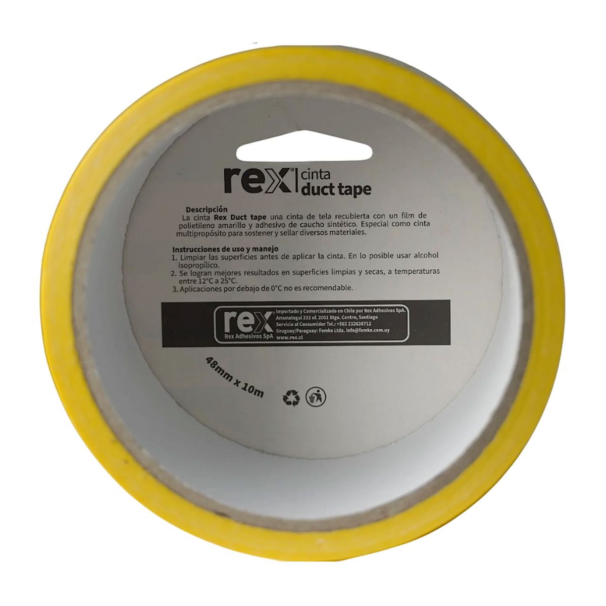 REX - Cinta Adhesiva Duct Tape 48mm x 10m Amarilla