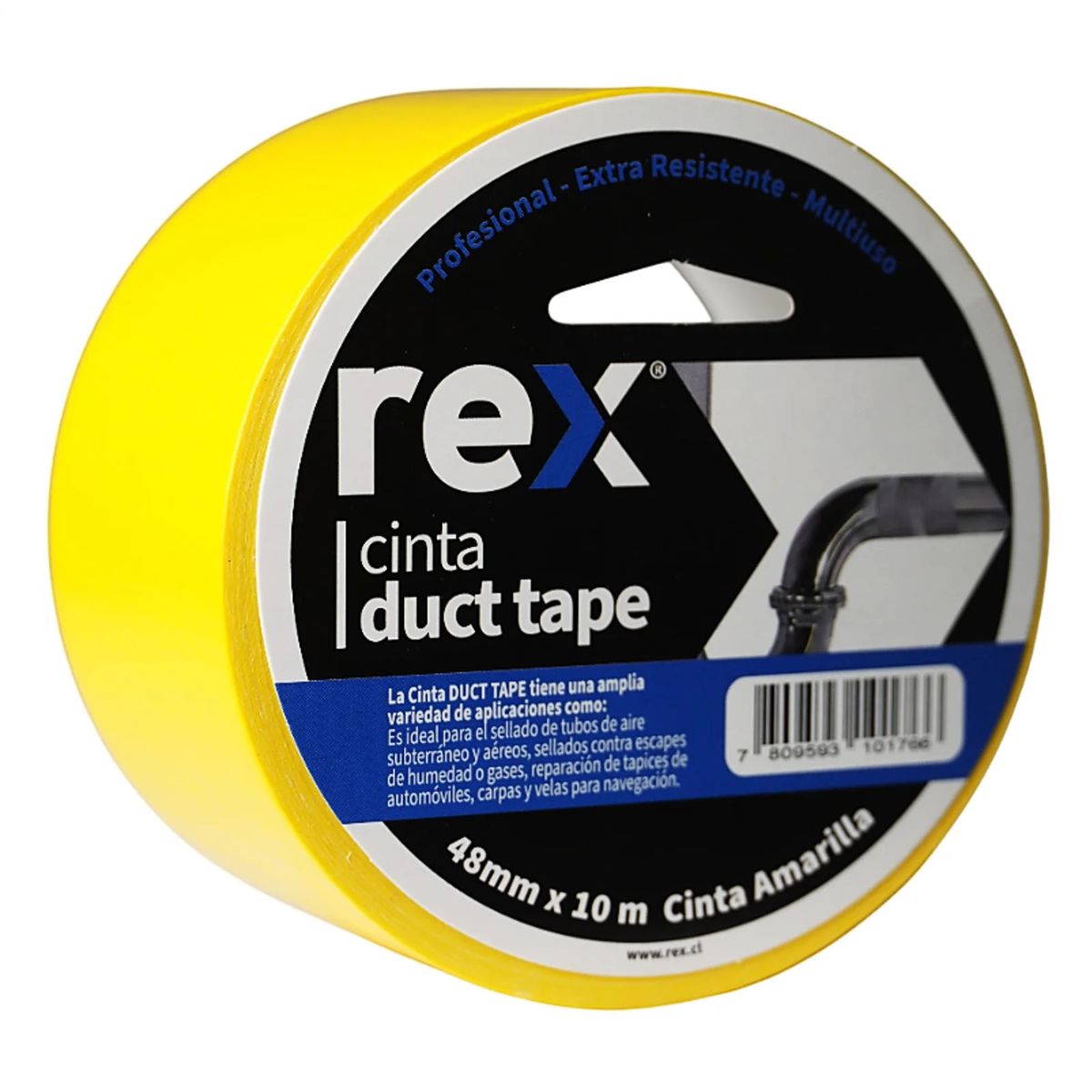REX - Cinta Adhesiva Duct Tape 48mm x 10m Amarilla