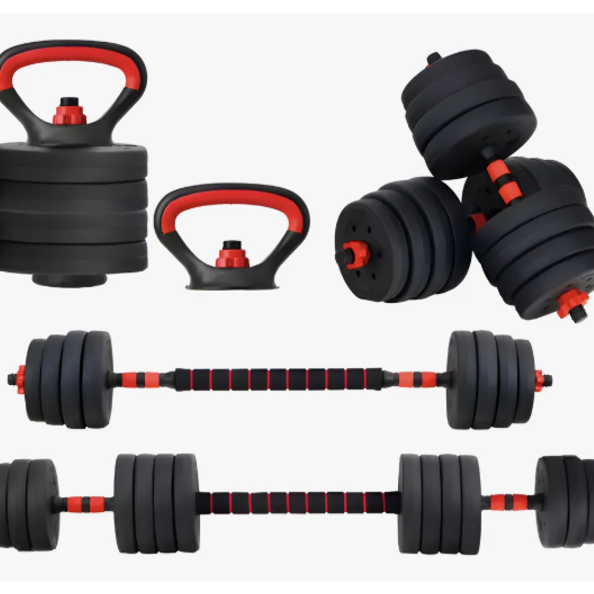 GENERICO - Set Mancuernas Barra Rusa Ajustables 30 Kg 4 En 1