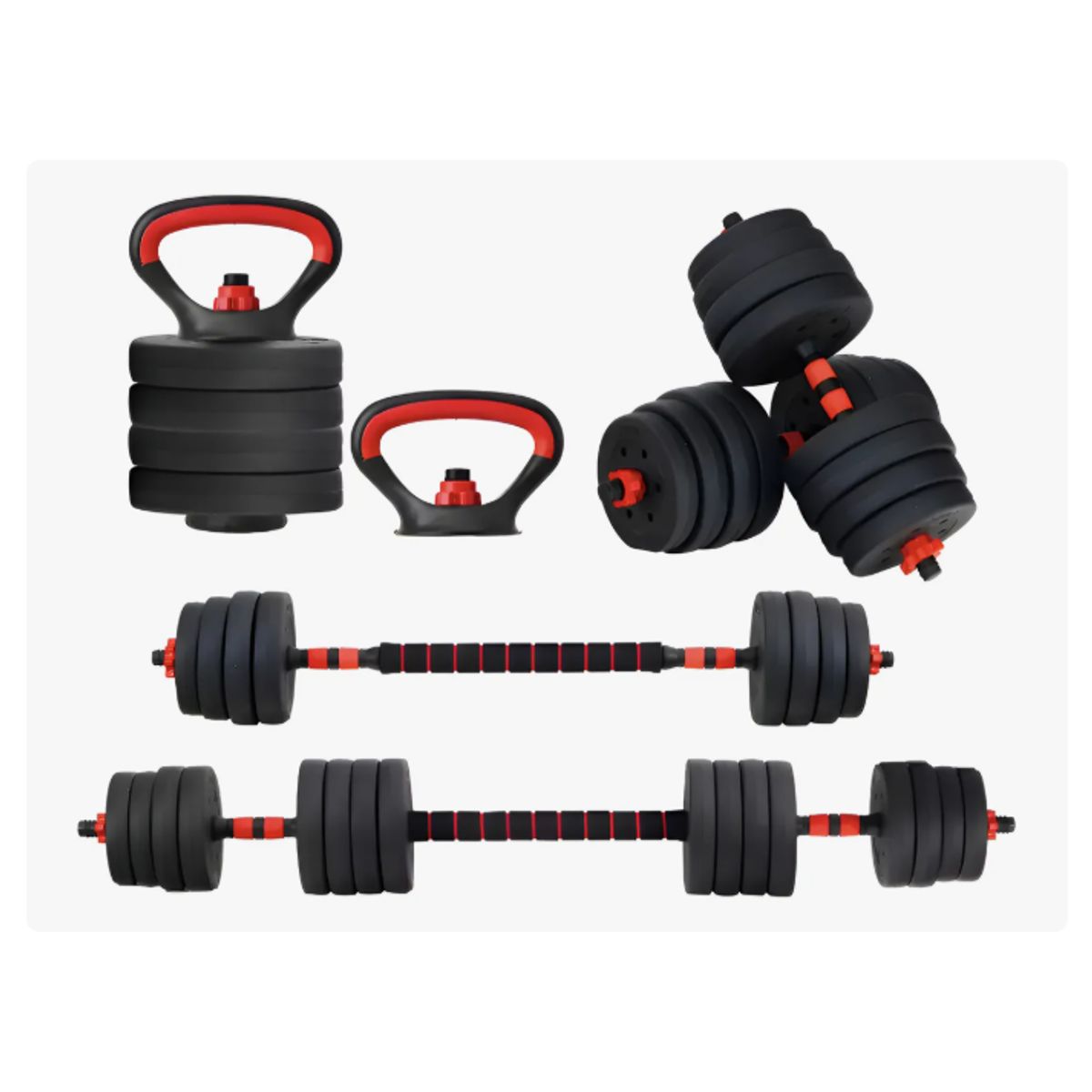 GENERICO - Set Mancuernas Barra Rusa Ajustables 30 Kg 4 En 1
