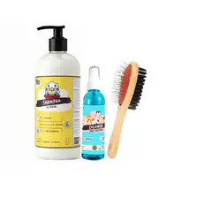 GENERICO - Kit Para Perros Shampoo Avena Colonia Aroma Vainilla Peine