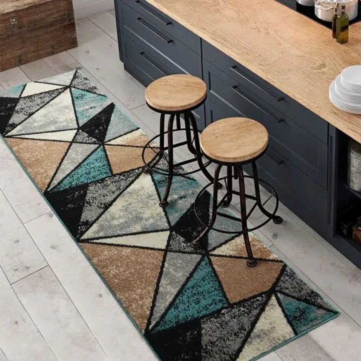 MROTTO - Alfombra de Pasillo Azul 70 x 230 cm  Moderna