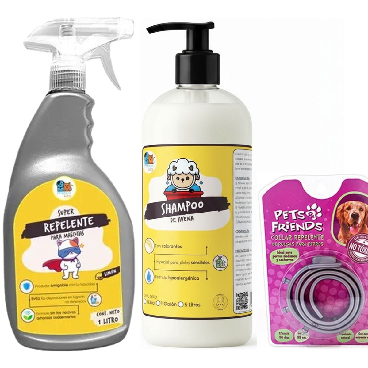 GENERICO - Kit Repelente P Perro  Shampoo Avena  Collar Anti Pulgas