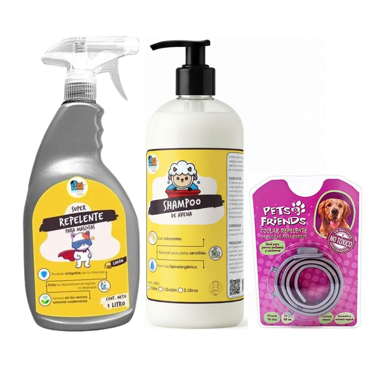 GENERICO - Kit Repelente P Perro  Shampoo Avena  Collar Anti Pulgas