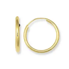 JIREH JOYAS - Aros Argolla Tubo 10mm Oro 18K 1.40gr Mujer Clásicas Elegantes