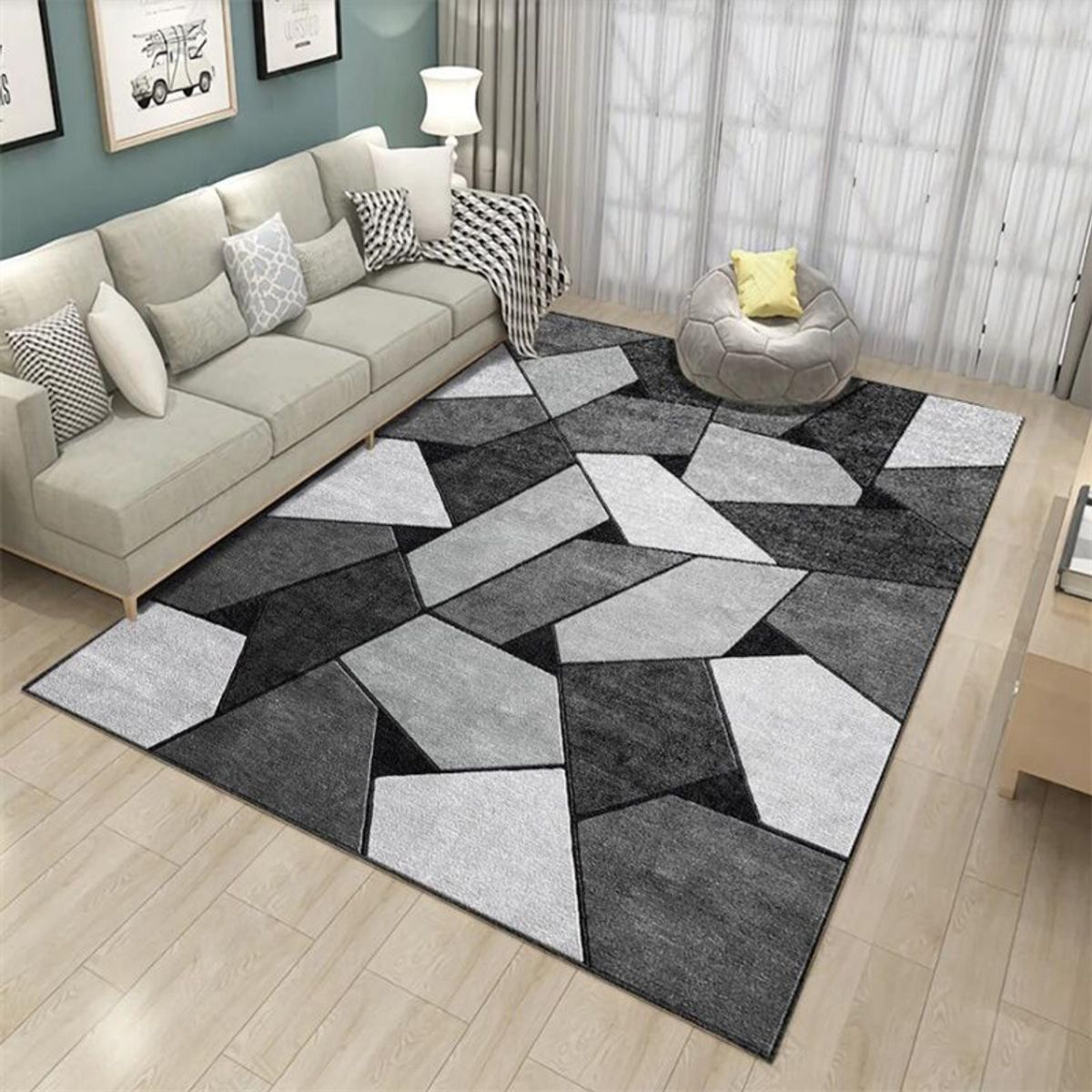 GENERICO - ALFOMBRA CON DISEÑO 200X240 GRIS PIEDRA  MODERNA ELEGANTE DCOIDEA