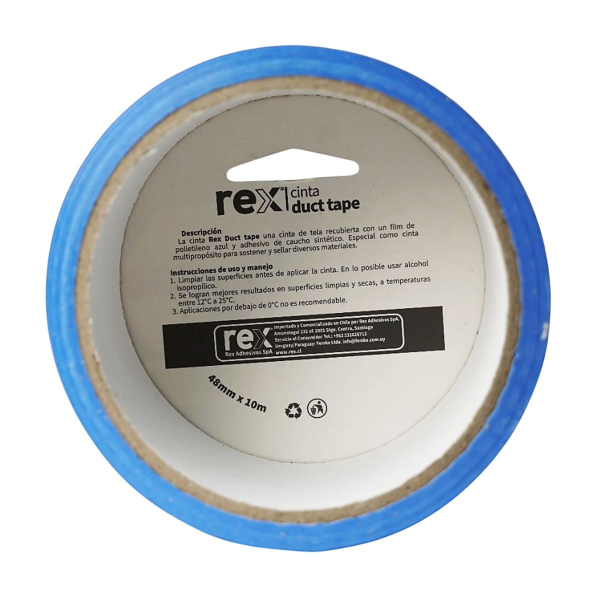 REX - Cinta Adhesiva Duct Tape 48mm x 10m Azul