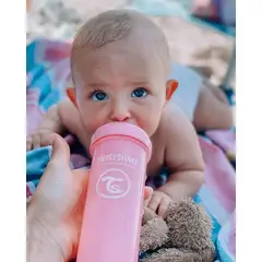 TWISTSHAKE - Mamadera Anti-Cólico 330ml Rosado Pastel