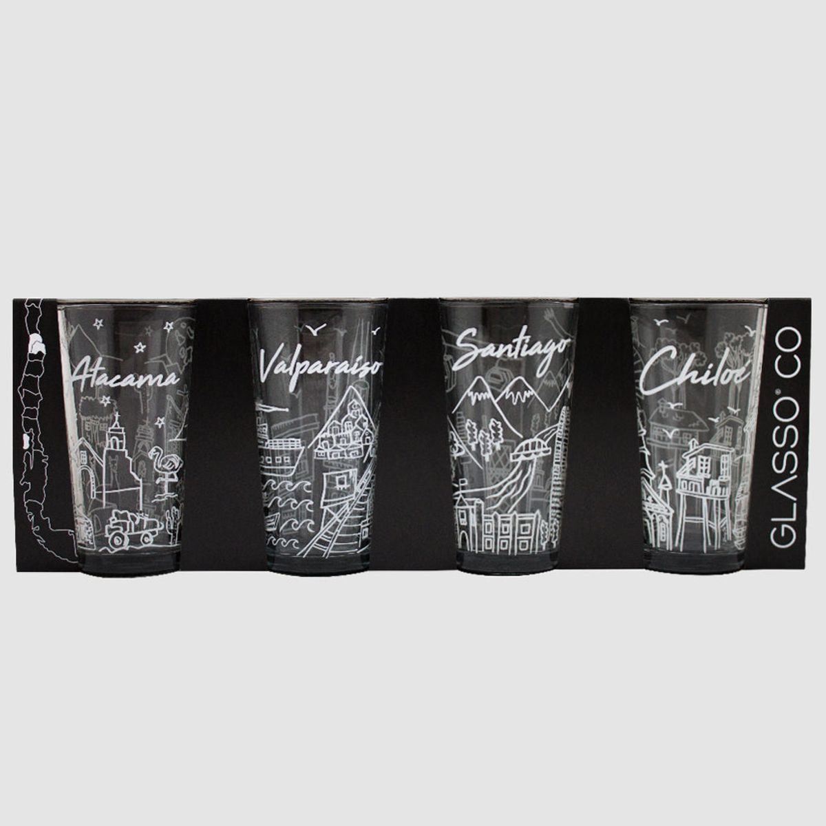 GLASSO - JUEGO 4 VASOS CHILE COLECCION 470 ML