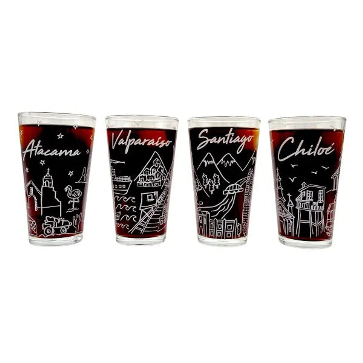 GLASSO - JUEGO 4 VASOS CHILE COLECCION 470 ML