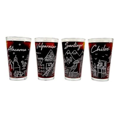 Imagen 2 del producto JUEGO 4 VASOS CHILE COLECCION 470 ML