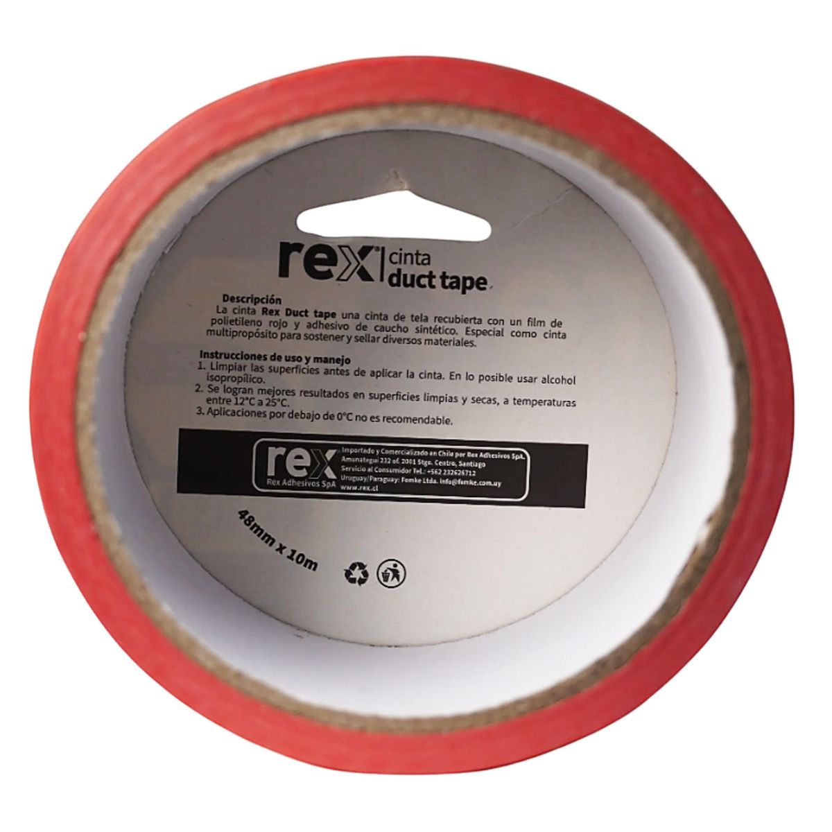 REX - Cinta Adhesiva Duct Tape 48mm x 10m Rojo