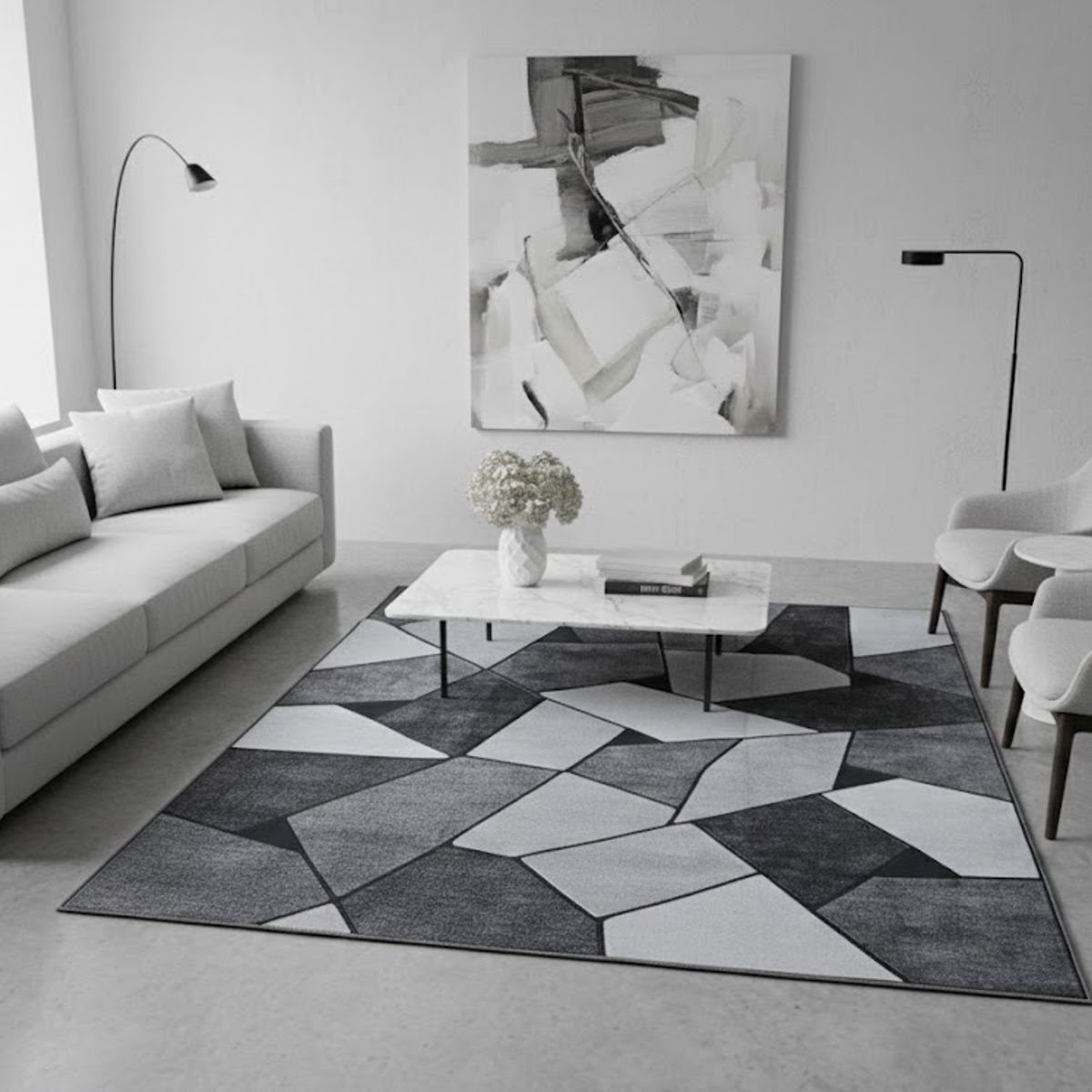 GENERICO - ALFOMBRA 180x200 cm DISEÑO GRIS PIEDRA MODERNA ELEGANTE DECORATIVA DCO