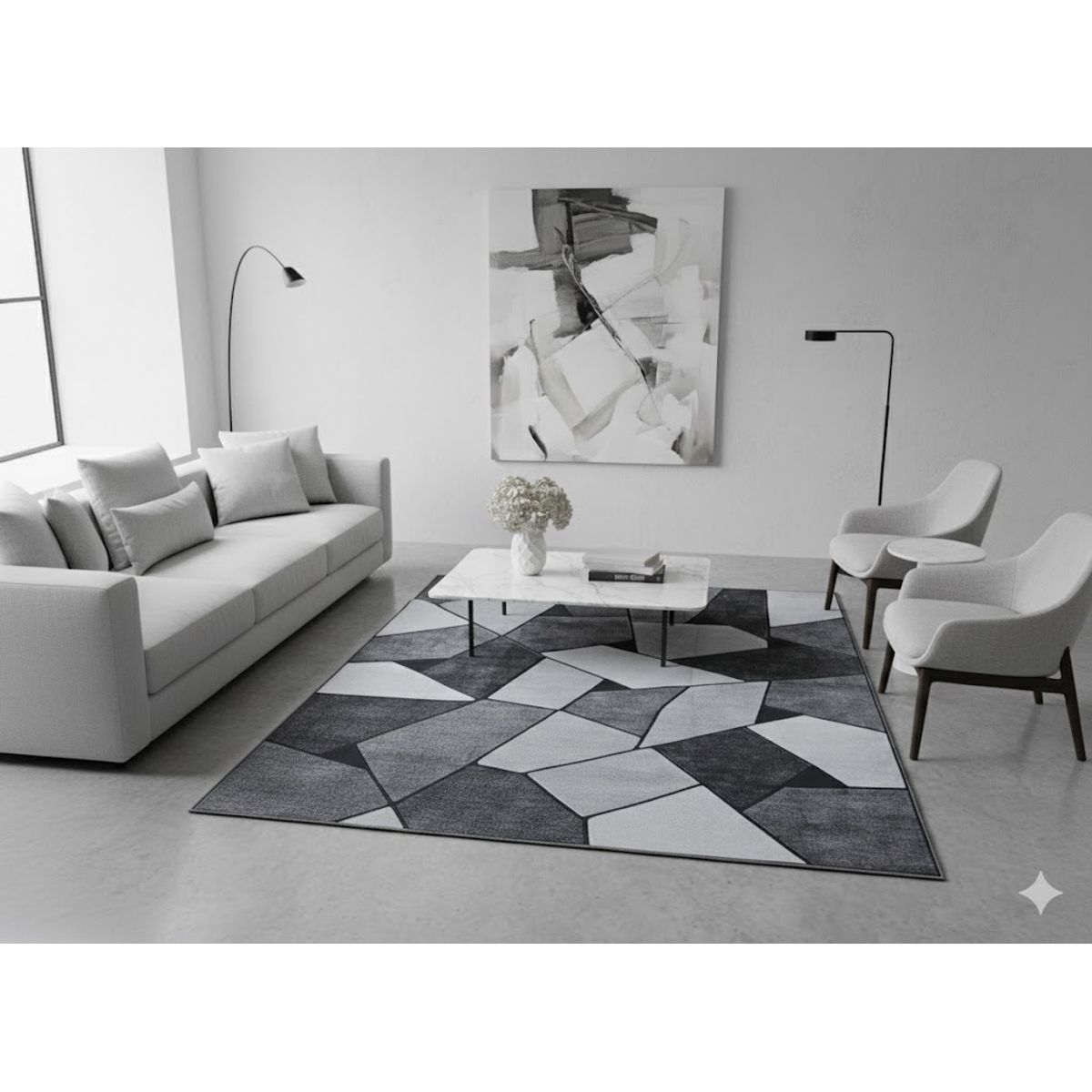 GENERICO - ALFOMBRA 180x200 cm DISEÑO GRIS PIEDRA MODERNA ELEGANTE DECORATIVA DCO