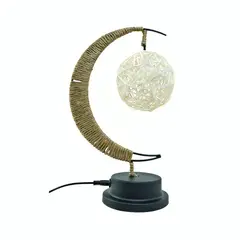 GENERICO - Lámpara LED Media Luna con Cáñamo y Colgante Rattan