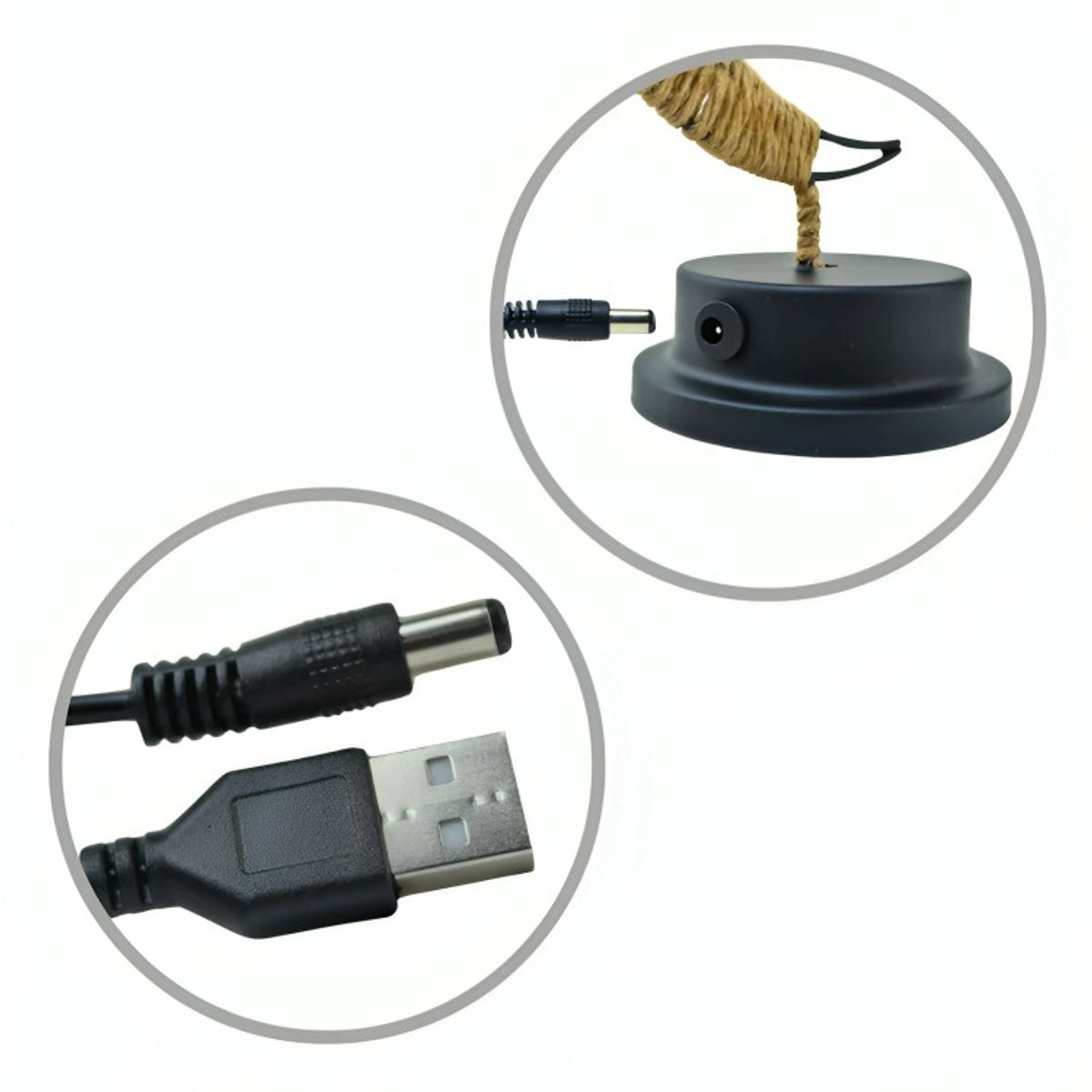 GENERICO - Lámpara LED Media Luna con Cáñamo y Colgante Rattan