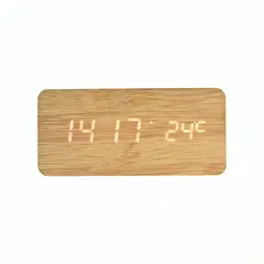 GENERICO - Reloj Digital LED Tipo Madera Zen Marrón