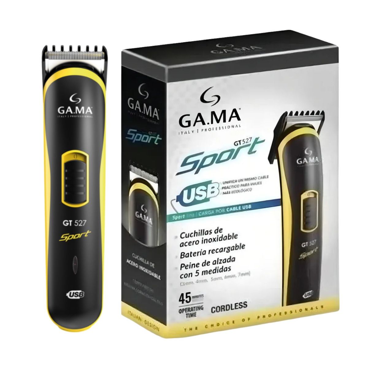 GAMA - Cortapelos Gama Gt 527 Sport Usb Inalámbrico Peine De 5 Medidas