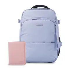 TOTTO - Pack Mochila de viaje Trip Morada + Portapasaporte