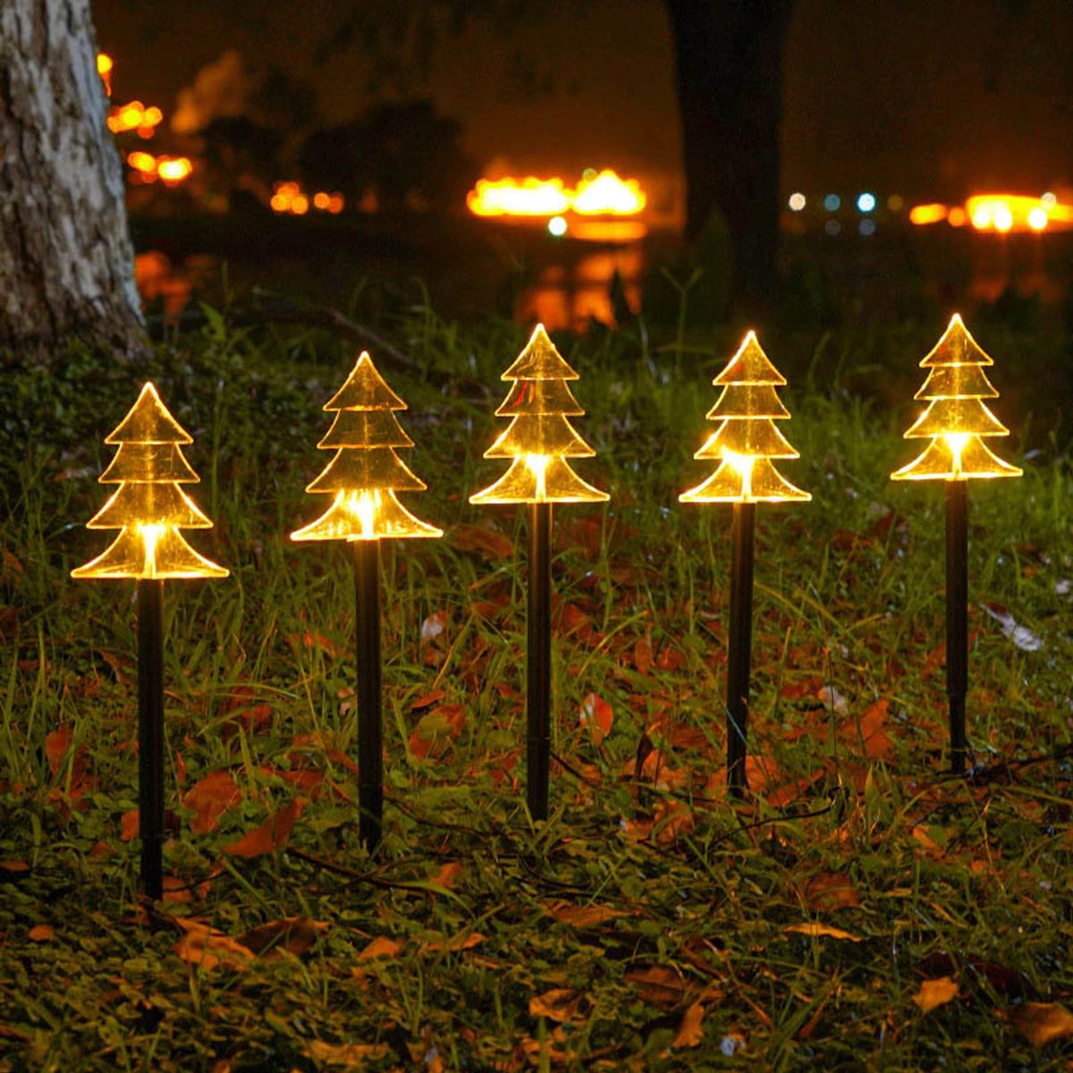 GENERICO - Estaca Solar Arbol de Navidad Jardín Pack 5