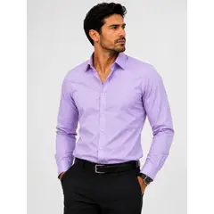 XPRESS RECHARGE - Camisa lisa de vestir Hombre Ajuste Cómodo Estilo Elegante