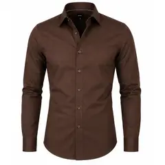 XPRESS RECHARGE - Camisa lisa de vestir Hombre Ajuste Cómodo Estilo Elegante