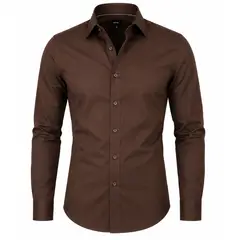 XPRESS RECHARGE - Camisa lisa de vestir Hombre Ajuste Cómodo Estilo Elegante