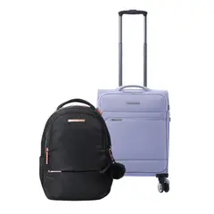 TOTTO - Pack Maleta cabina Liviana Morada + Mochila Adelaide Negra