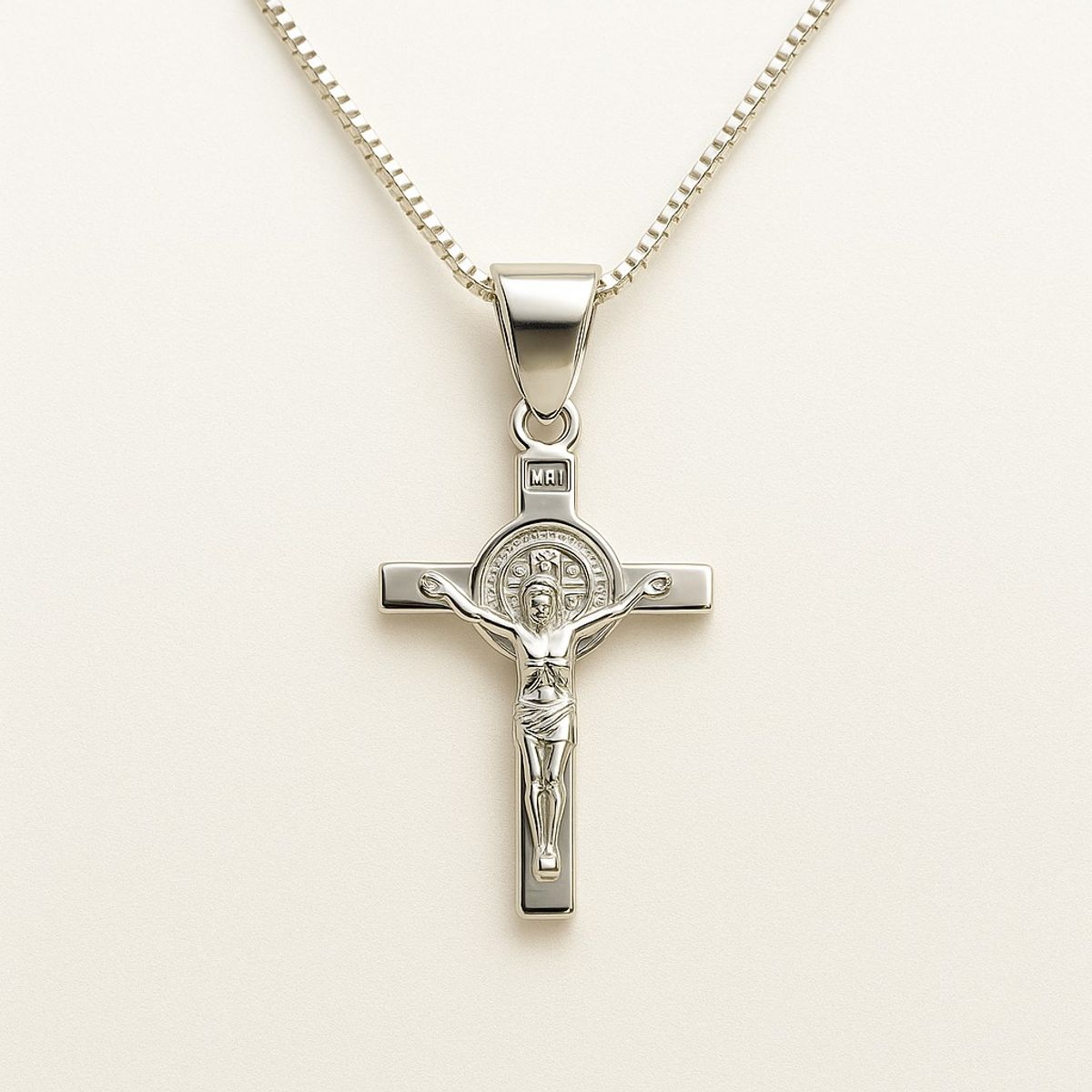LK LUKSO - Collar Crucifijo San Benito 50cm Plata 925