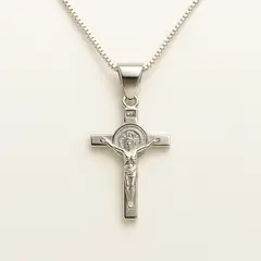 LK LUKSO - Collar Crucifijo San Benito 50cm Plata 925