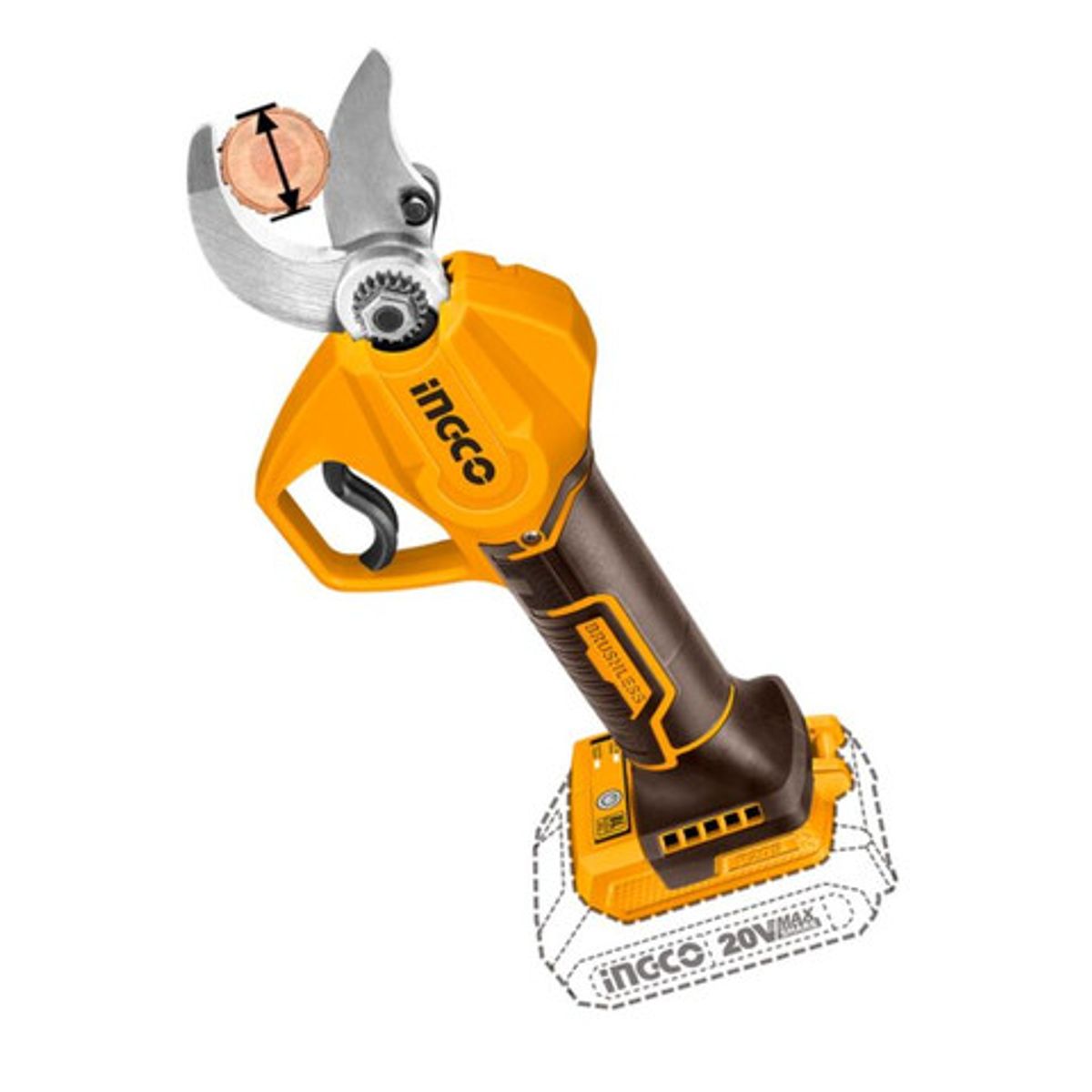 INGCO - Tijera Inalámbrica de Poda Ingco Brushless 20V