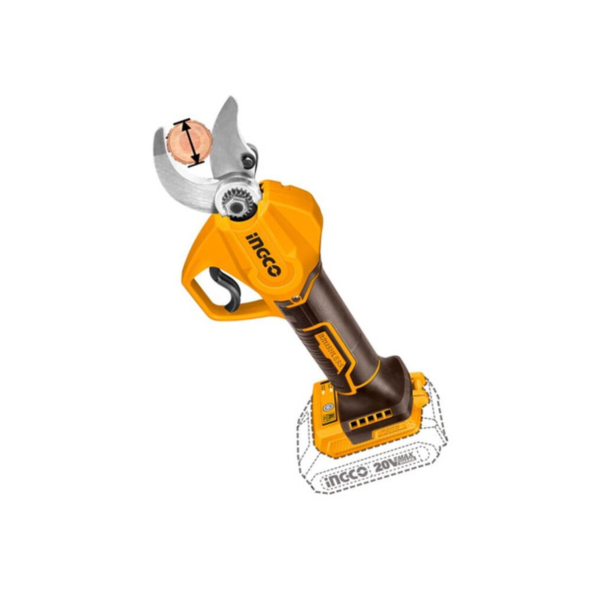 INGCO - Tijera Inalámbrica de Poda Ingco Brushless 20V
