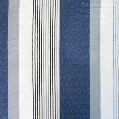 Imagen 2 del producto CUBRECAMA QUILT STITCHY ESTAMPADO FRANJAS AZUL Y BLANCO 2 PLAZAS
