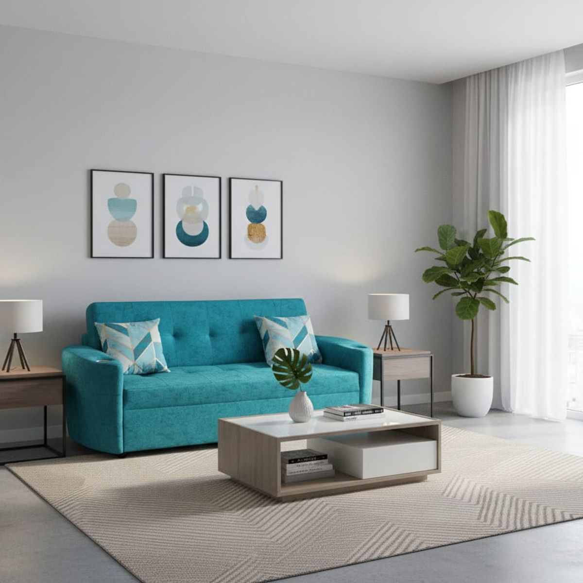 GENERICO - sofa cama color turquesa onix