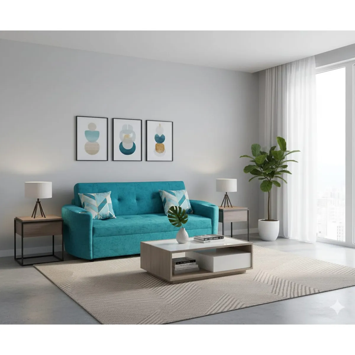 GENERICO - sofa cama color turquesa onix