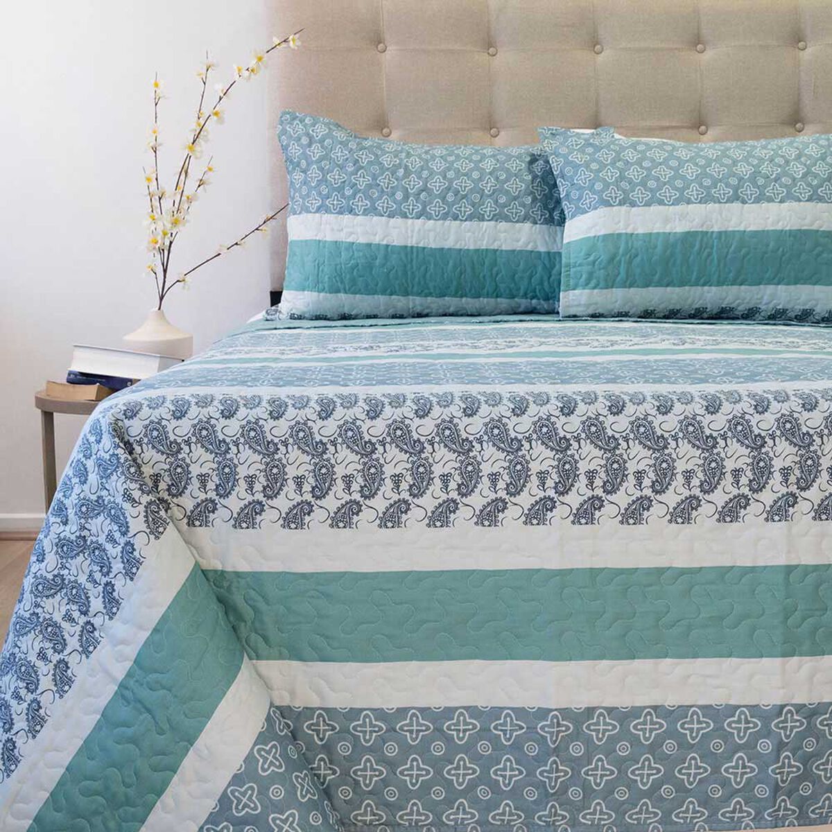 DORAL - CUBRECAMA QUILT STITCHY ESTAMPADO   DORAL 2 PLAZAS