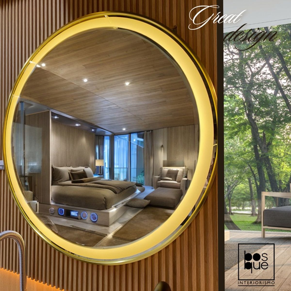 GENERICO - ESPEJO SMART ONE CIRCLE 100 CM GOLD