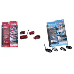 GENERICO - SET DE AUTOS METALICOS POLICIA Y BOMBERO ESCALA 164 - ¡IDEAL PARA REGALO!